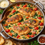 One Pot Orzo Pasta mit Hähnchenbrust