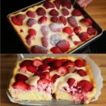 Erdbeerkuchen mit 500g Erdbeeren in 3 Minuten bereit für den Ofen