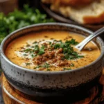 Friss-dich-dumm-Suppe – Cremige Käsesuppe mit Hackfleisch
