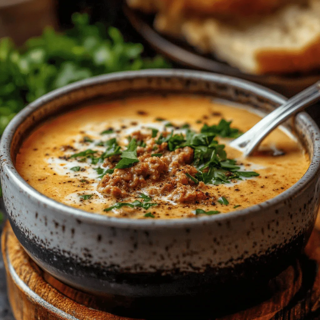 Friss-dich-dumm-Suppe – Cremige Käsesuppe mit Hackfleisch