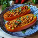 Gefüllte Spitzpaprika mit roten Linsen