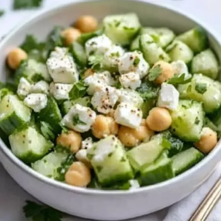 Gurkensalat mit Feta und Kichererbsen