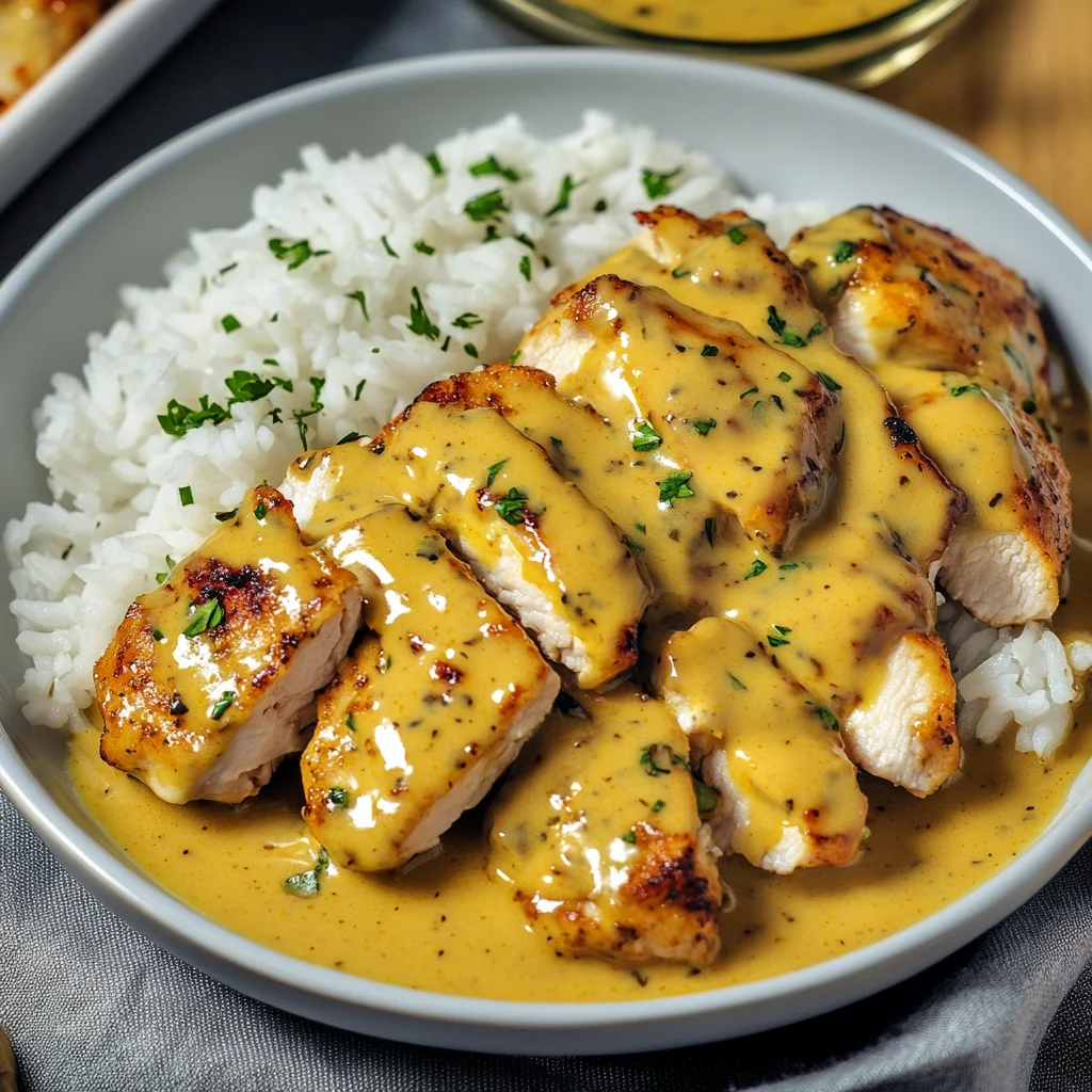 Honig Senf Hähnchen mit Reis