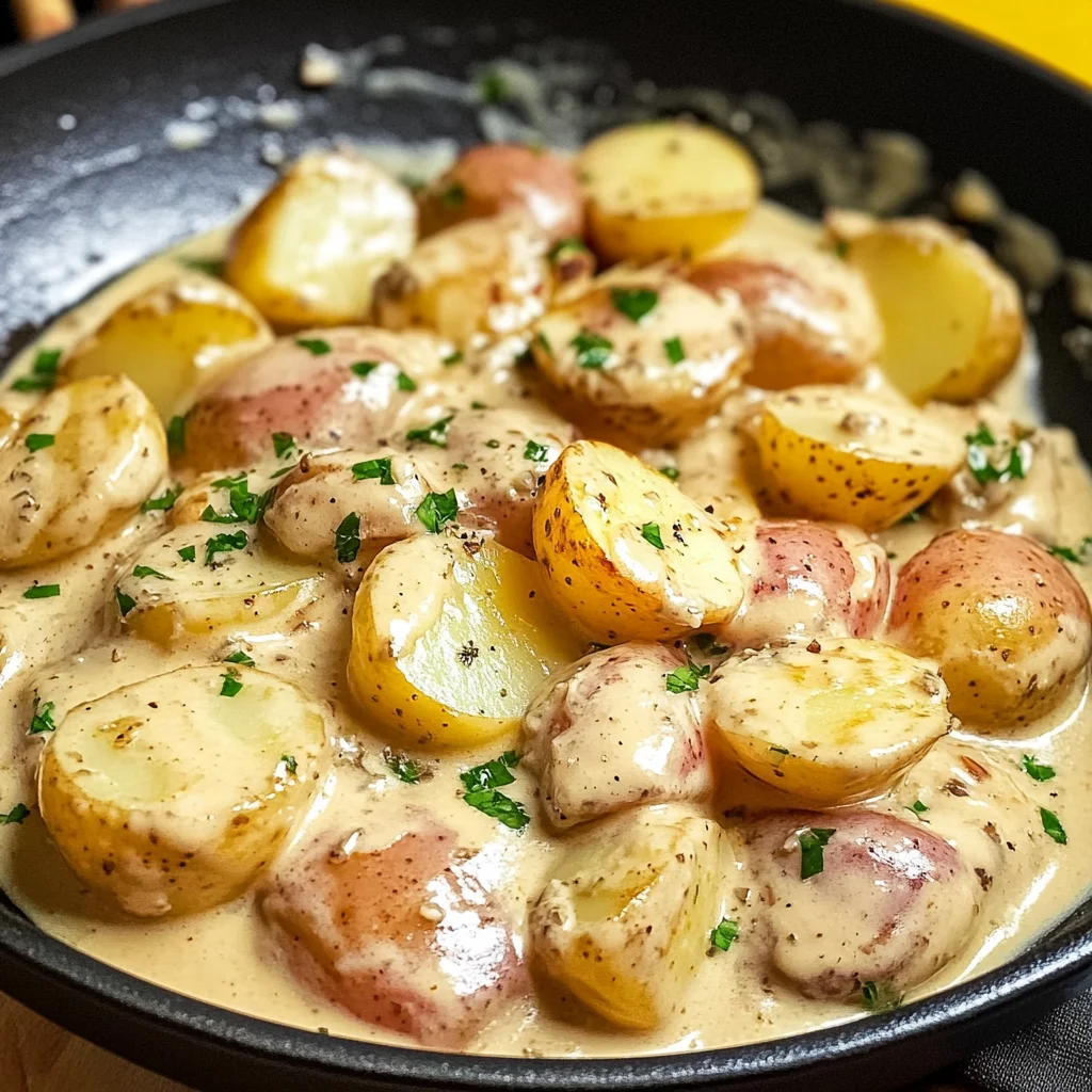 Kartoffeln in Knoblauch-Sahne-Soße