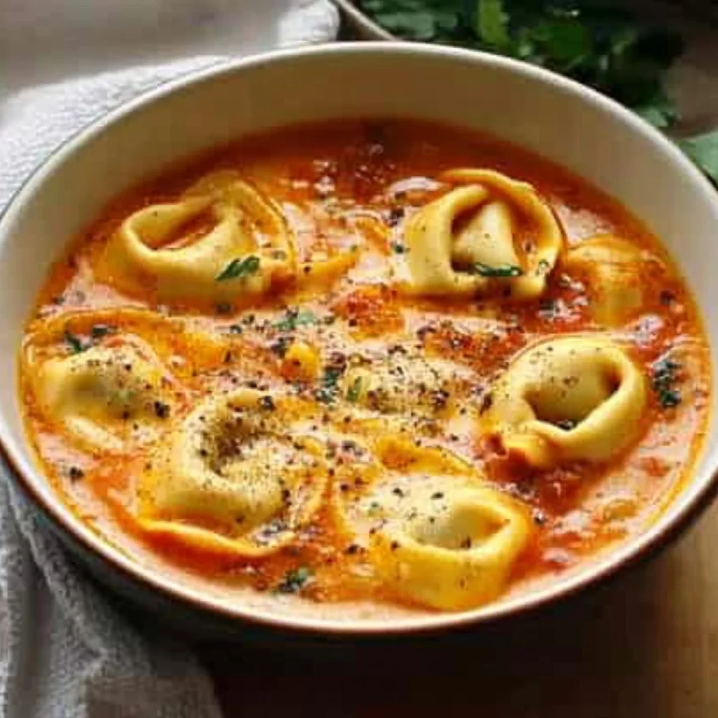 Käse-Tomaten-Tortellini-Suppe: