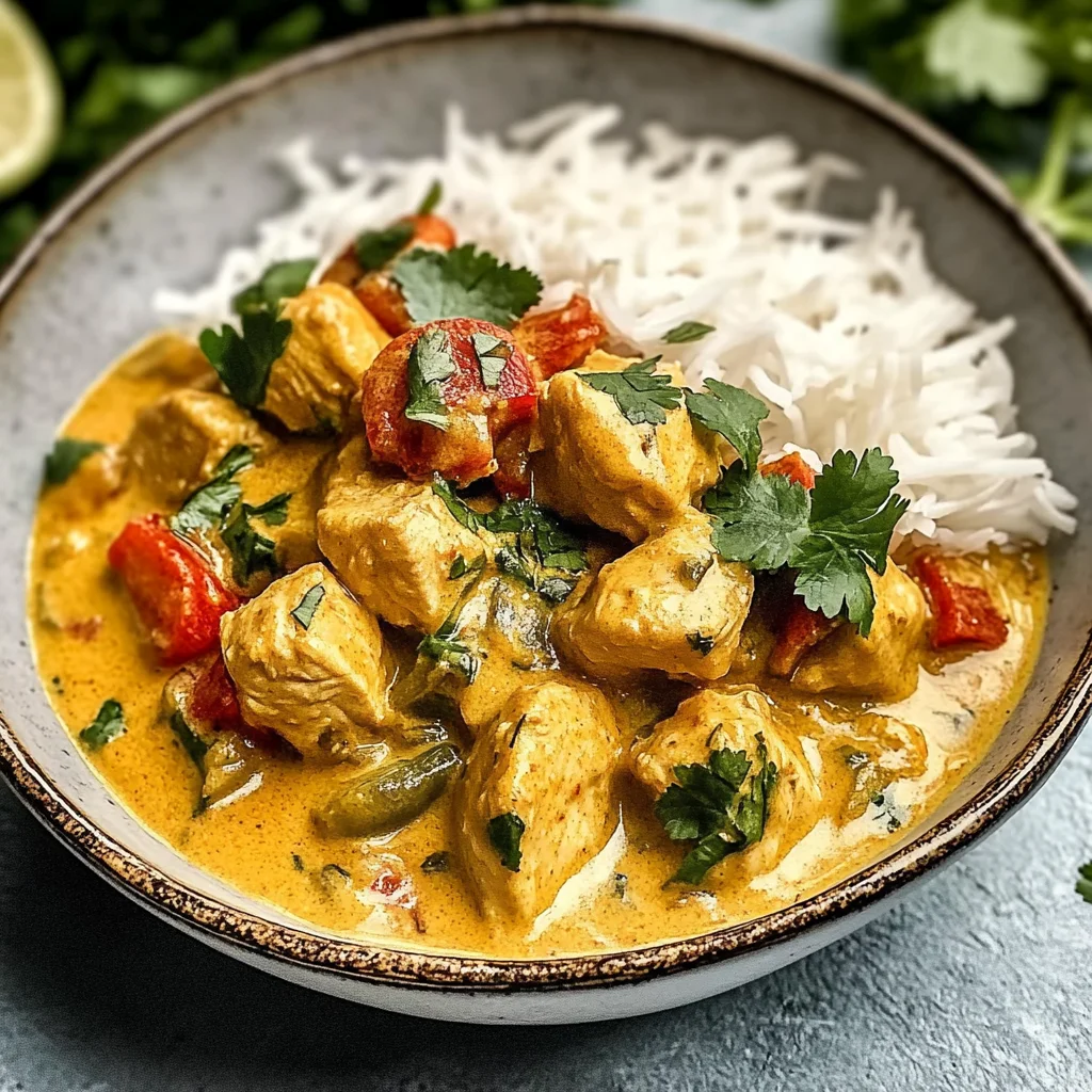 Kokosnuss-Curry-Hühnchen für schnelle Küche