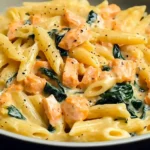 Lachs Penne mit Spinat