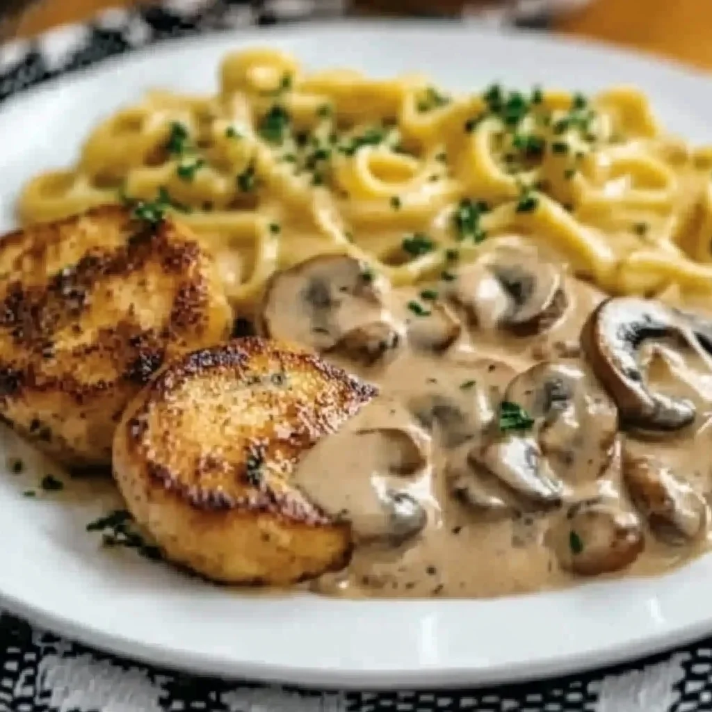 Medaillons in Champignon Rahmsoße mit Spätzle