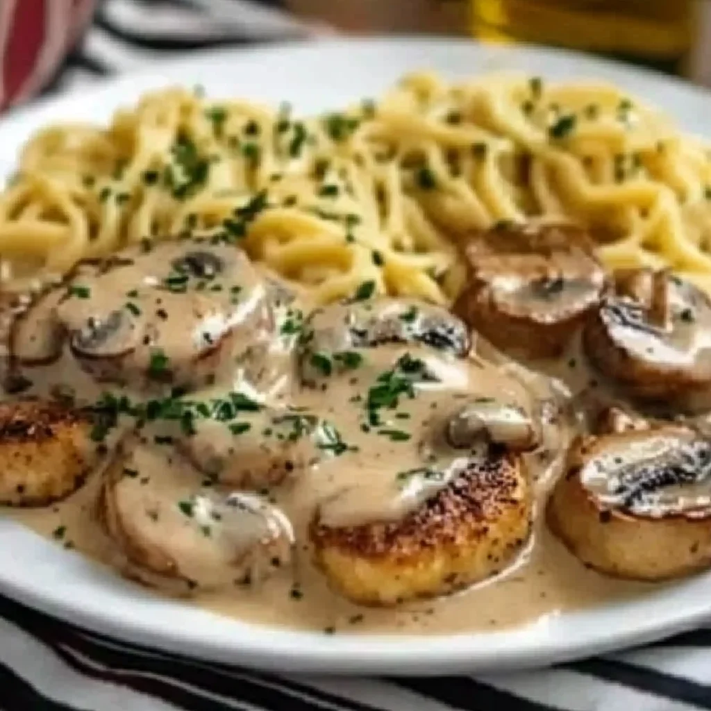 Medaillons in Champignon Rahmsoße mit Spätzle