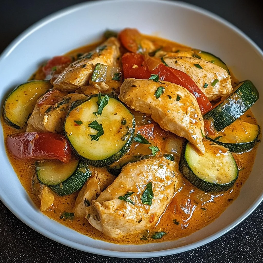 Paprika-Zucchini-Rahm-Hähnchen: