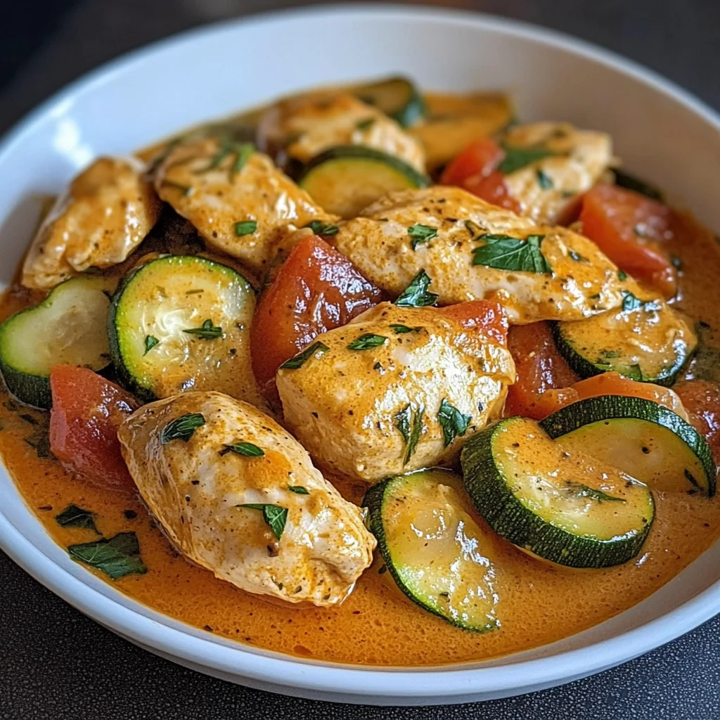 Paprika-Zucchini-Rahm-Hähnchen: