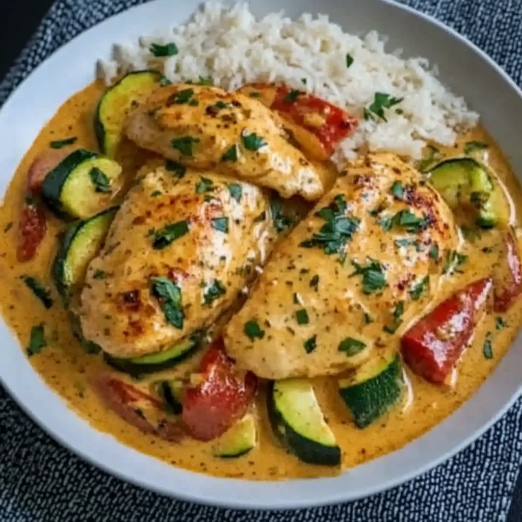 Paprika-Zucchini-Sahne-Hähnchen