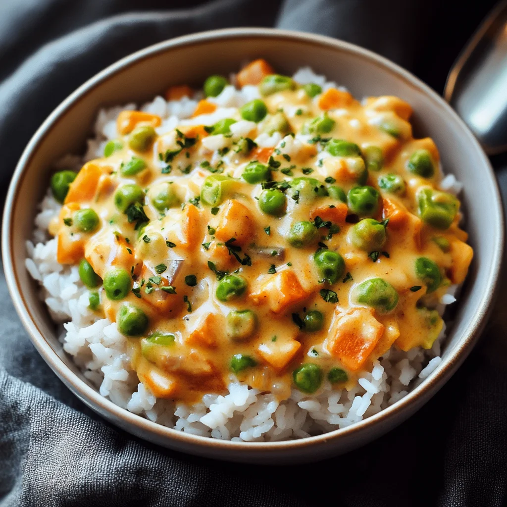 Reis mit Gemüse-Frischkäse-Sauce