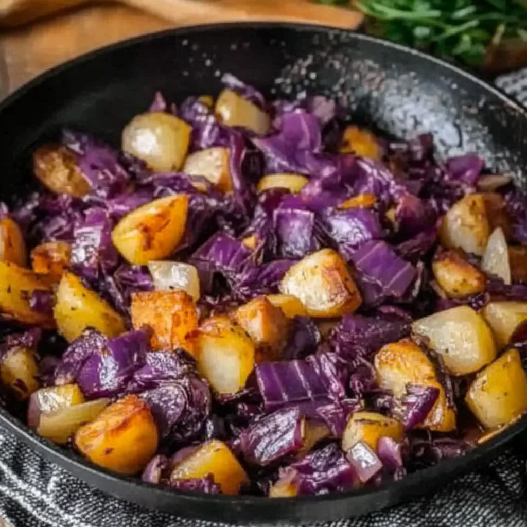 Rotkohl Pfanne mit Kartoffeln