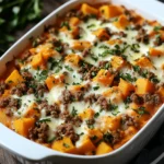 Süßkartoffel-Hackfleisch-Auflauf mit Feta