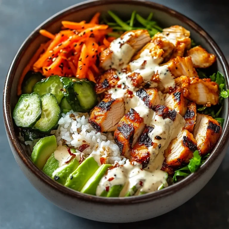 Würzige Hähnchen Bowl mit cremiger Soße für ein Geschmackserlebnis
