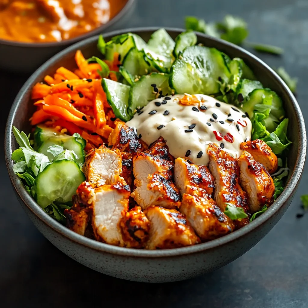 Würzige Hähnchen Bowl mit cremiger Soße für ein Geschmackserlebnis