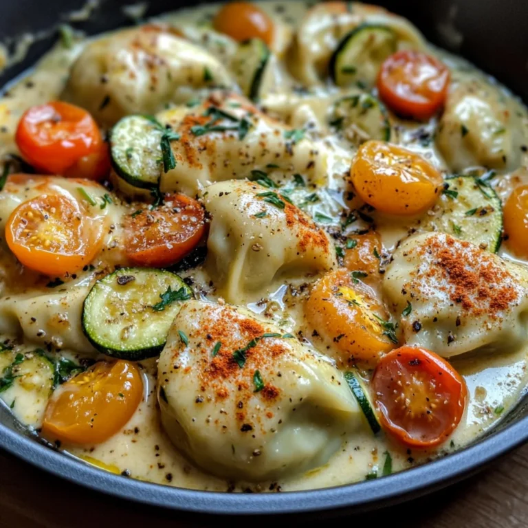 Cremige maultaschenpfanne mit zucchini und tomaten