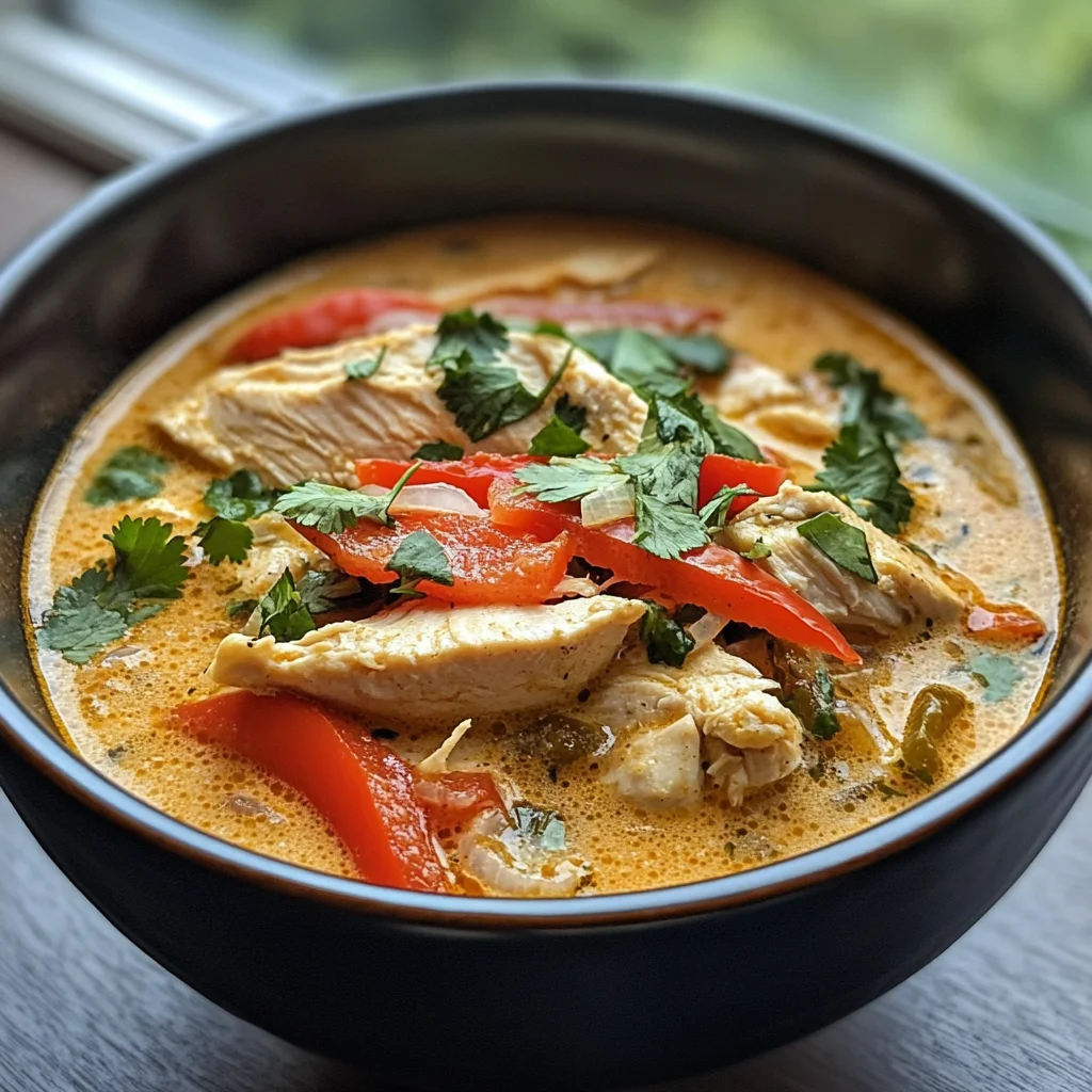 Crockpot Thai Kokosnuss-Hühnchensuppe genießen