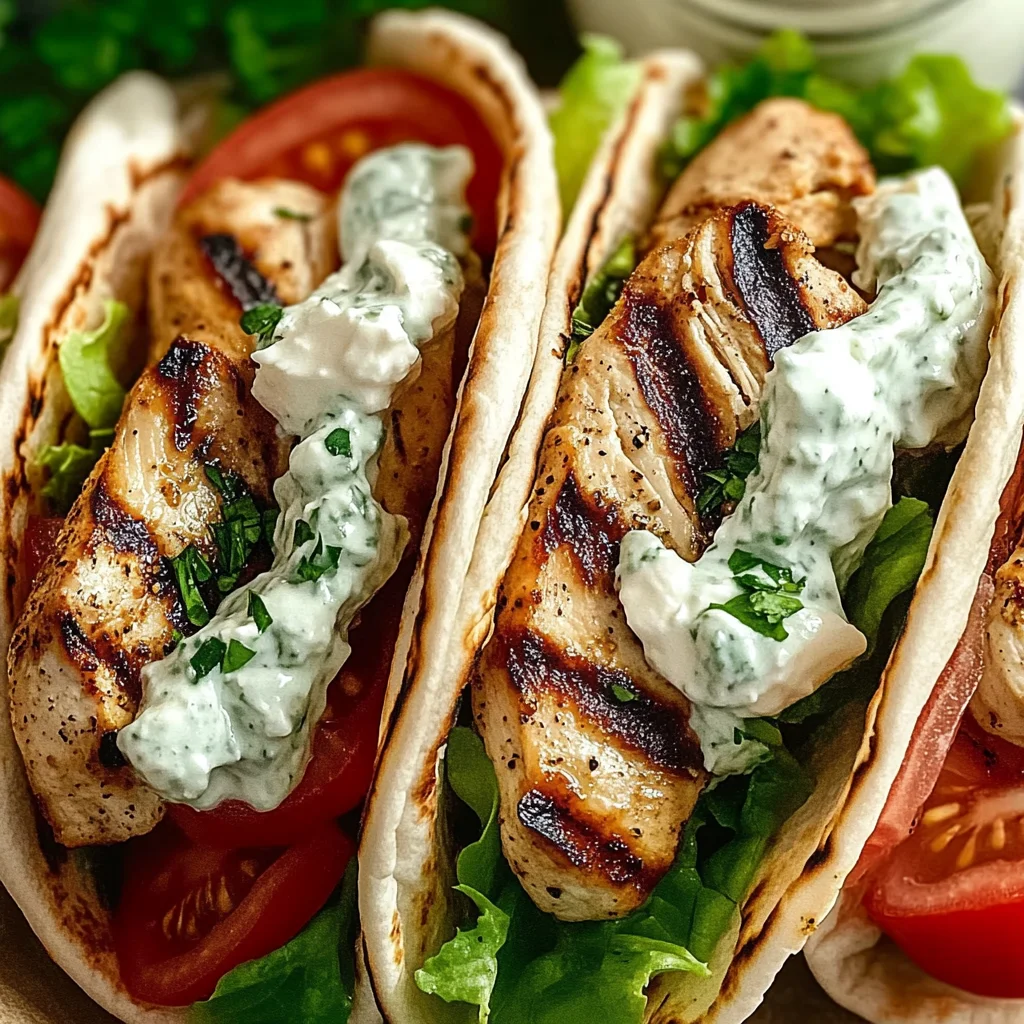 Griechische Hähnchen-Pitas mit Tzatziki Feta