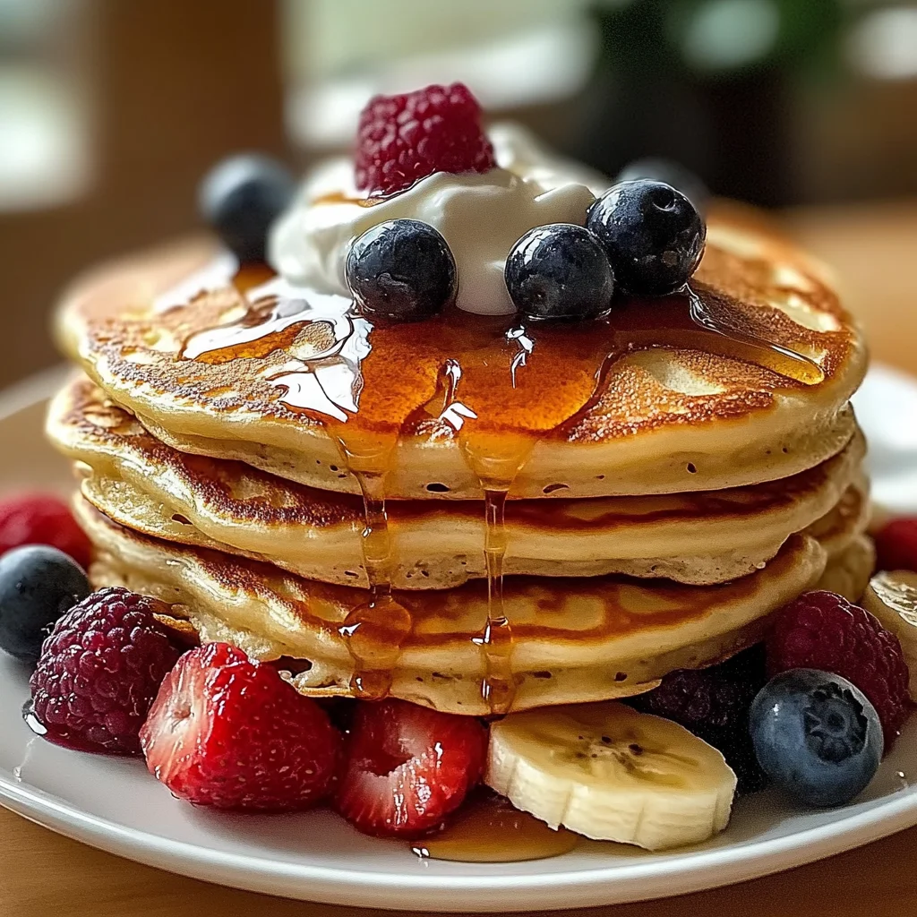 Hohe-Protein fluffige Pfannkuchen für den perfekten Morgen