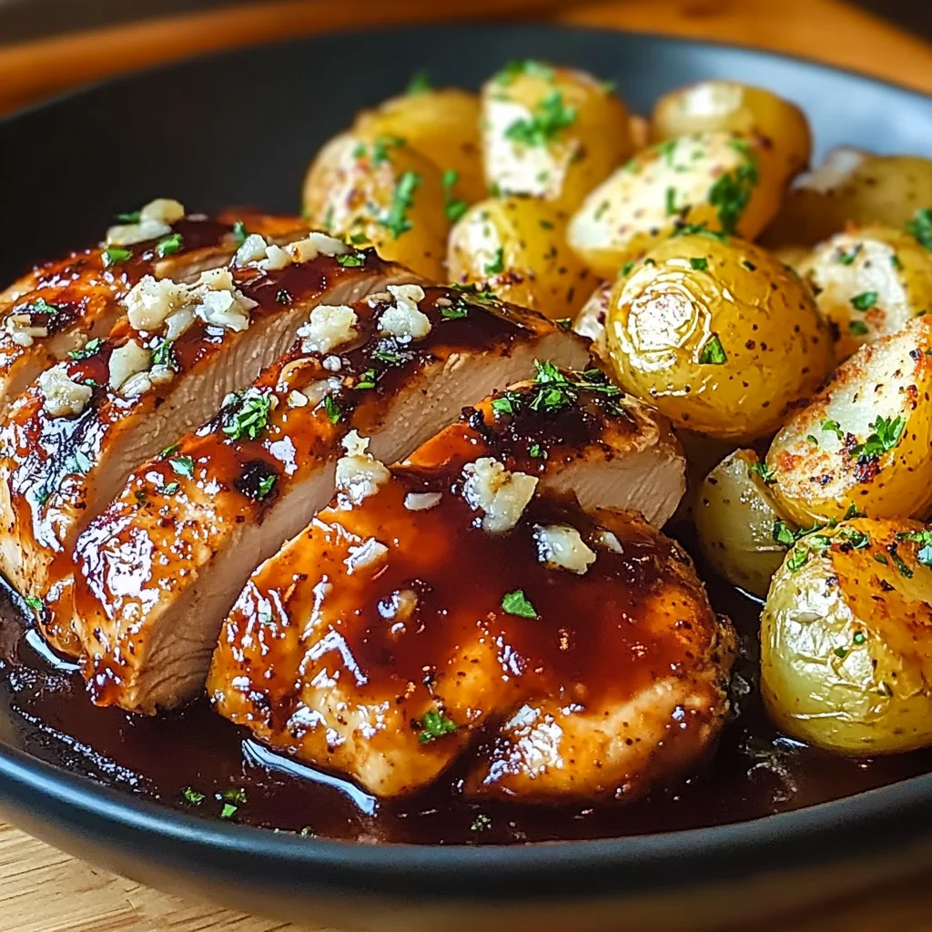 Honig-BBQ-Hähnchen mit Knoblauch-Parmesan-Kartoffeln