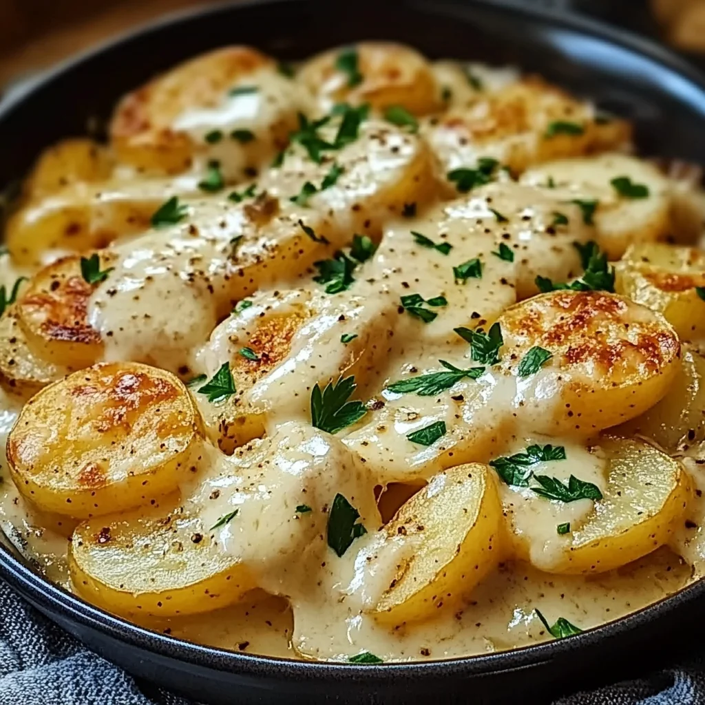 Kartoffeln mit cremiger Knoblauchsoße einfach zubereiten