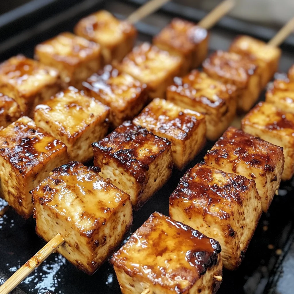 Knoblauch-Soja-Glasierte Tofu-Spieße
