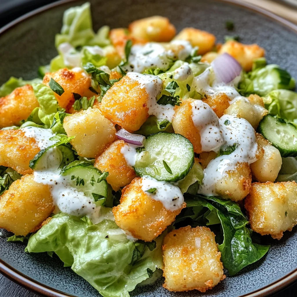 Knuspriger Gnocchi-Salat mit Joghurt-Dressing