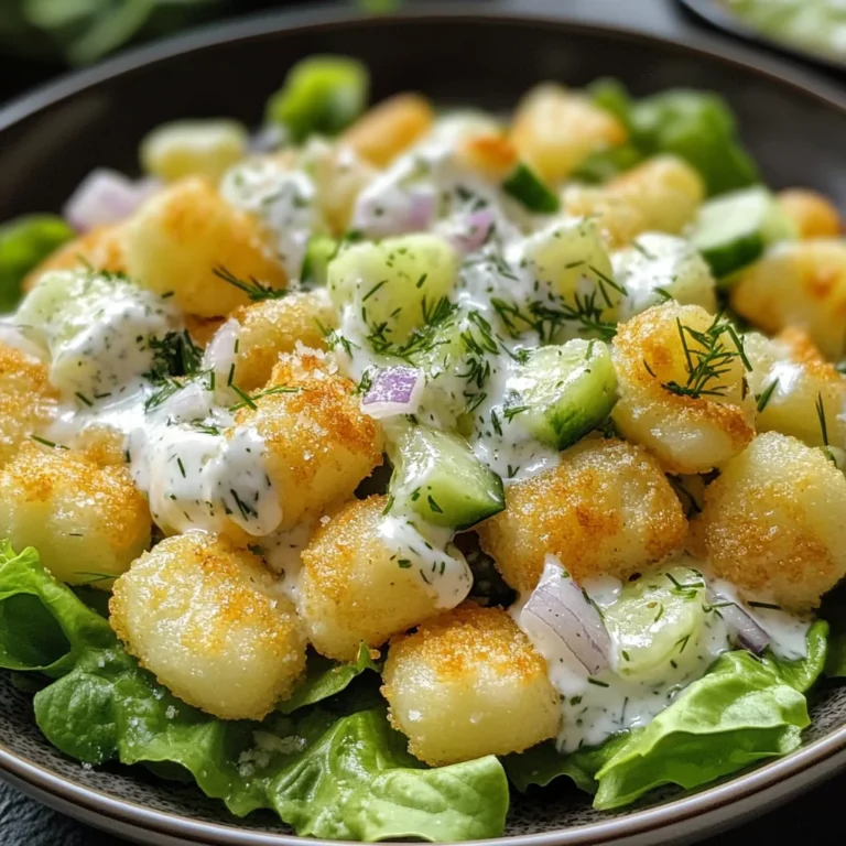 Knuspriger Gnocchi-Salat mit Joghurt-Dressing