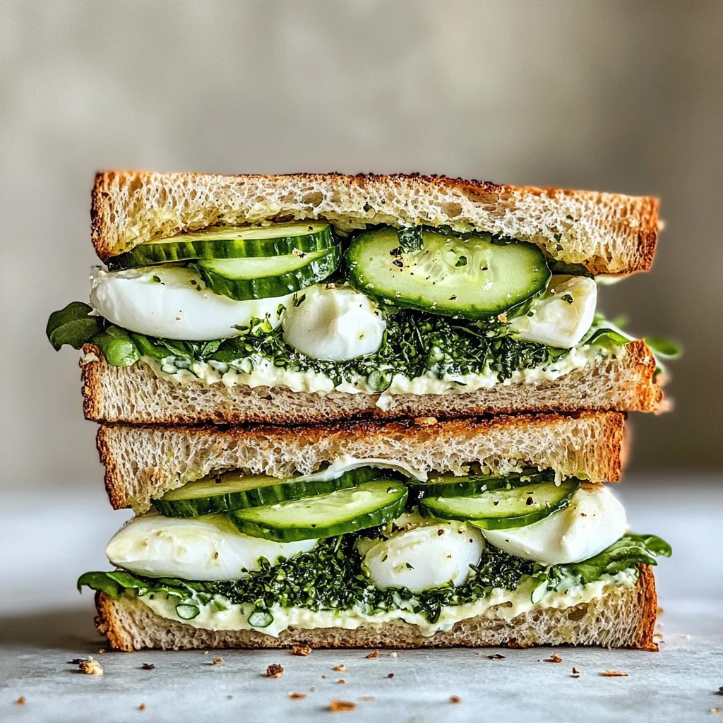 Mozzarella-Gurken-Sandwich mit Kresse