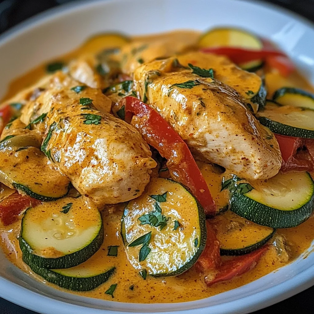 Paprika-Zucchini-Rahm-Hähnchen: