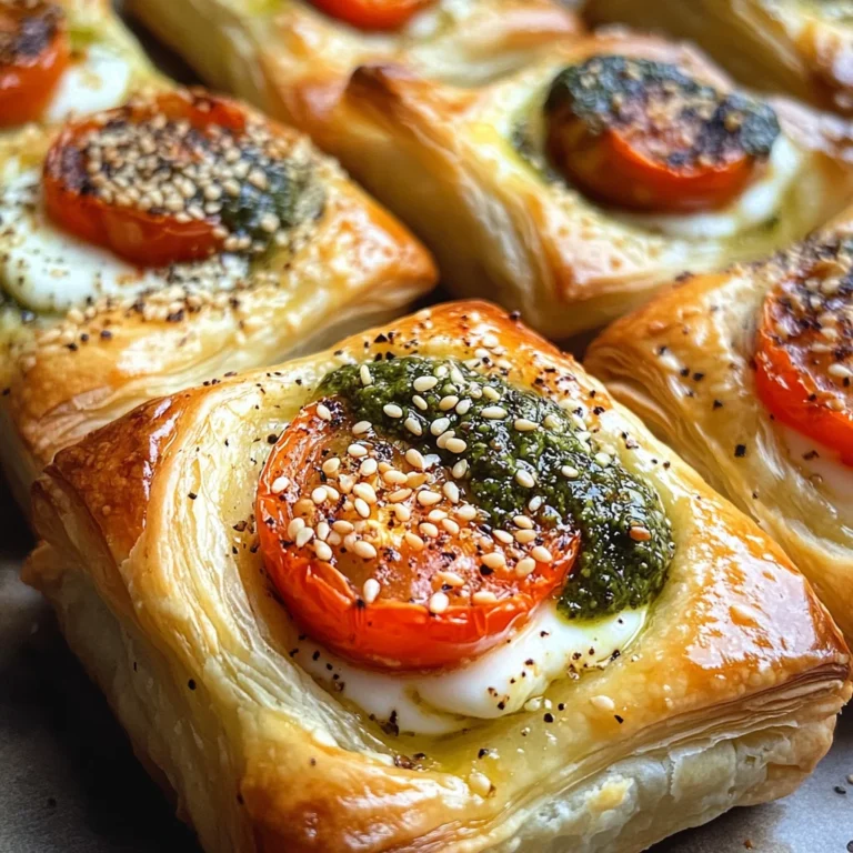 Pesto Tomato Cheese Puff Pastry Bites: Delicious Recipe!