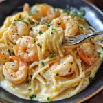 Spaghetti mit Garnelen in cremiger Frischkäsesauce genießen