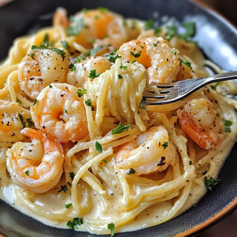 Spaghetti mit Garnelen in cremiger Frischkäsesauce genießen