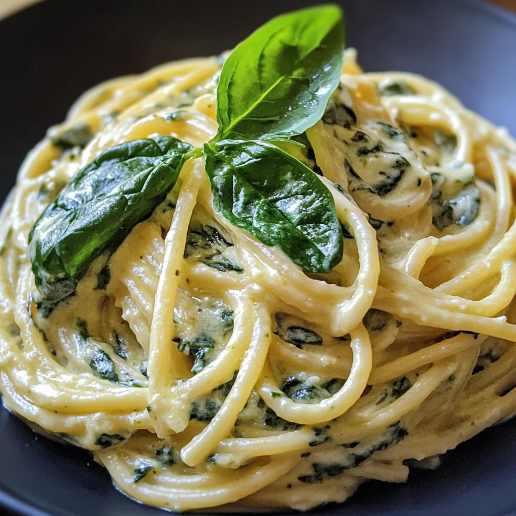 Spaghetti mit Spinat Frischkäse-Sauce