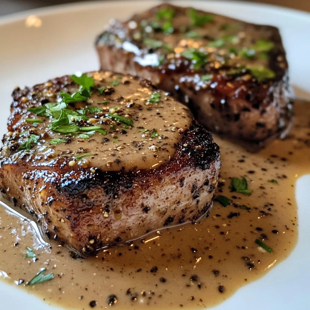 Steak au Poivre mit cremiger Traubensaft-Sahne-Sauce