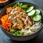Würzige Hähnchen Bowl mit cremiger Soße für ein Geschmackserlebnis